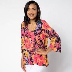 BEAUTIFUL by Lawrence Zarian Paradise Printed V-Neck Blouse
